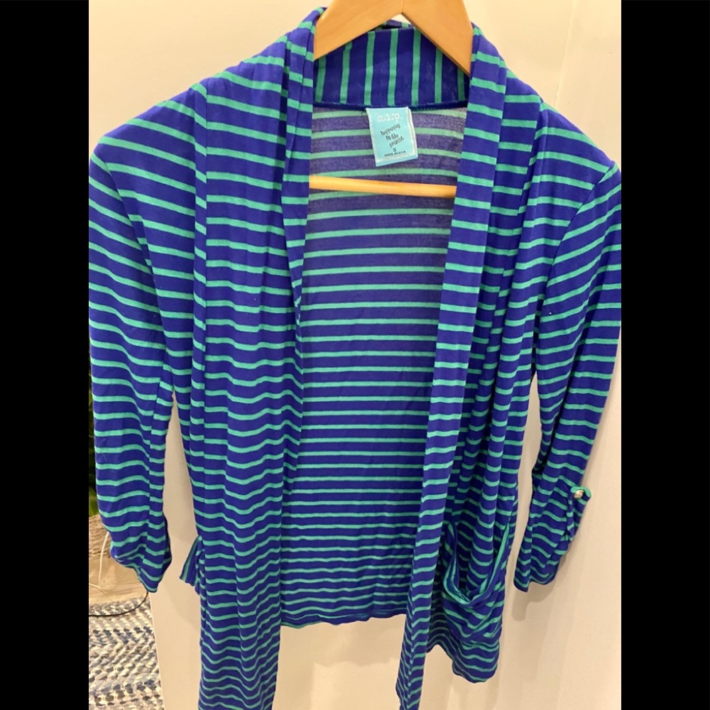 Women’s HIP blue/green striped cardigan‎ size small